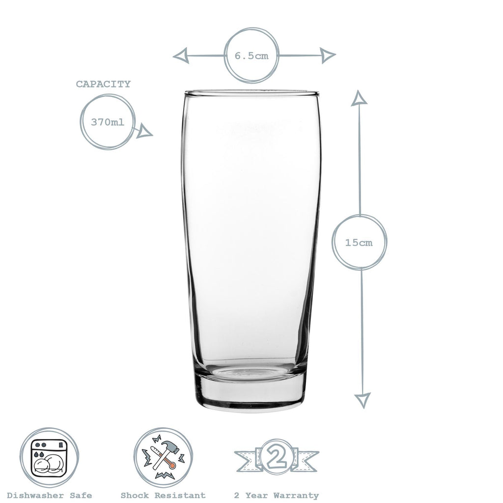 370ml Bardi Willi Becher Beer Glasses - Pack of Six