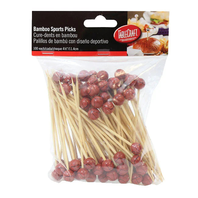 Tablecraft BAMSP245 Bamboo Basketball Sport Pick, 4-1/2, Pack of 100