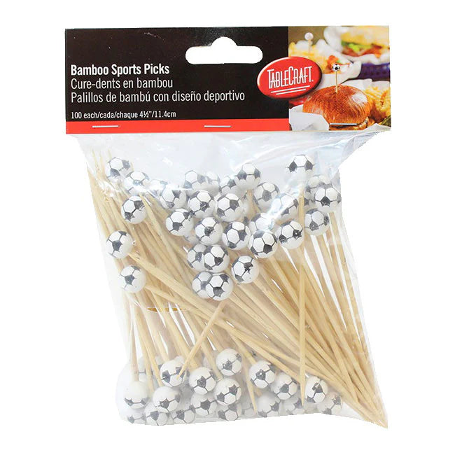 Tablecraft BAMSP545 Bamboo Soccer Ball Sport Pick, 4-1/2, Pack of 100