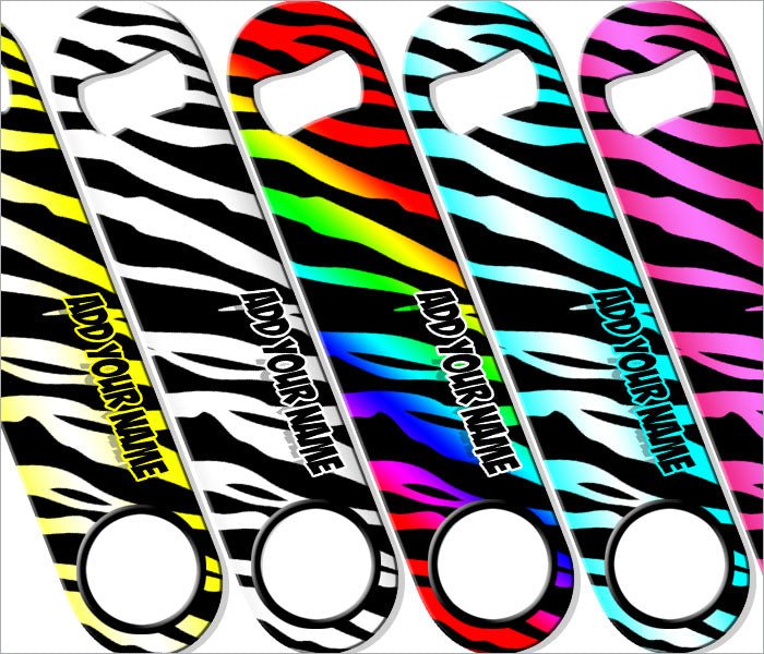 ADD YOUR NAME SPEED Bottle Opener – Zebra Patterns – Several Color Options