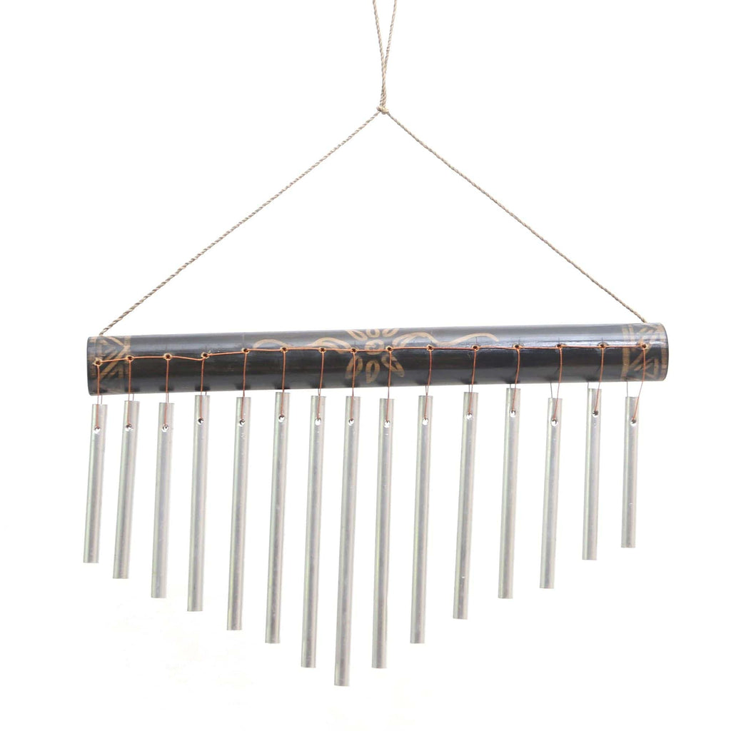 Bamboo and Aluminum Floral Wind Chimes from Bali - Melodic Blossom