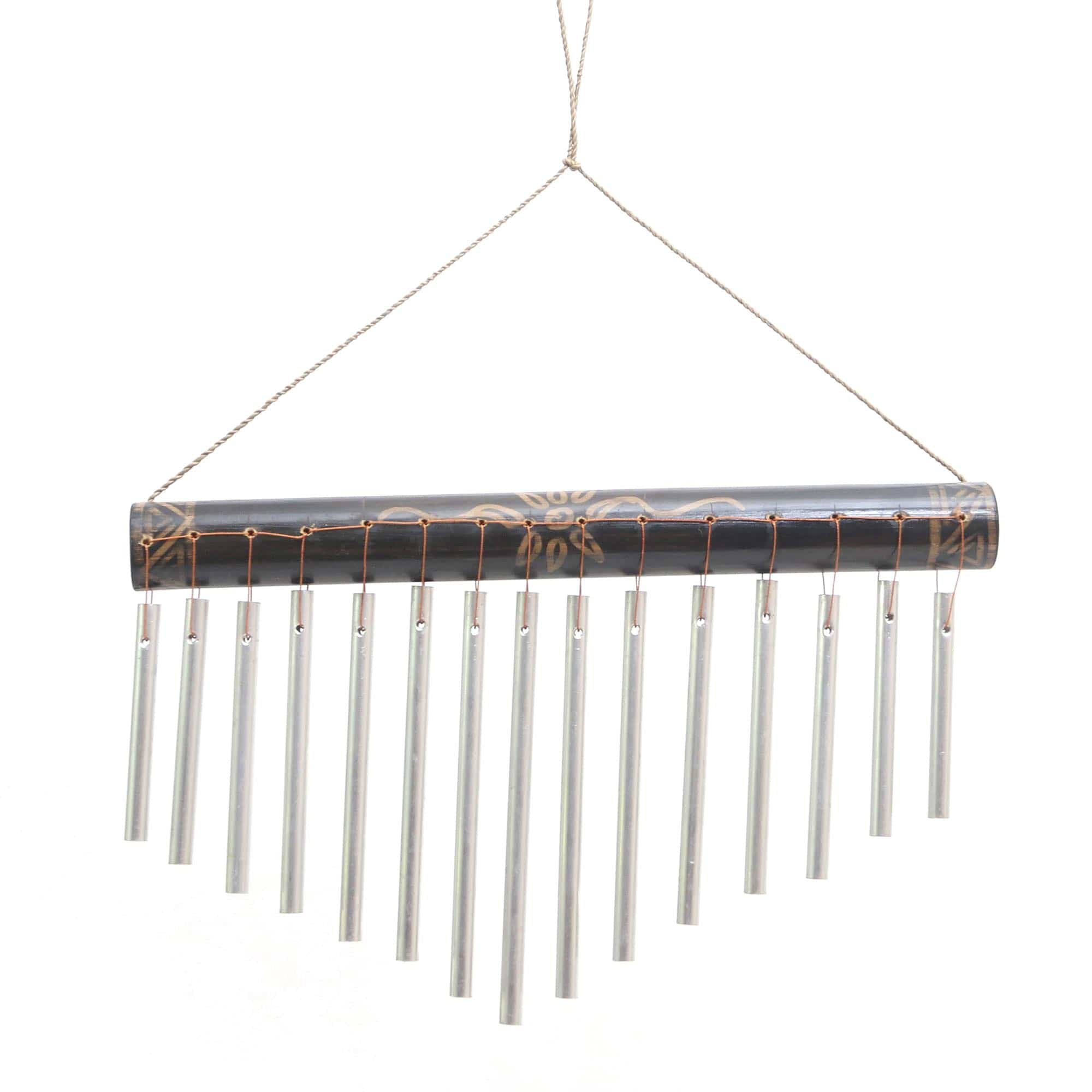 Bamboo and Aluminum Floral Wind Chimes from Bali - Melodic Blossom