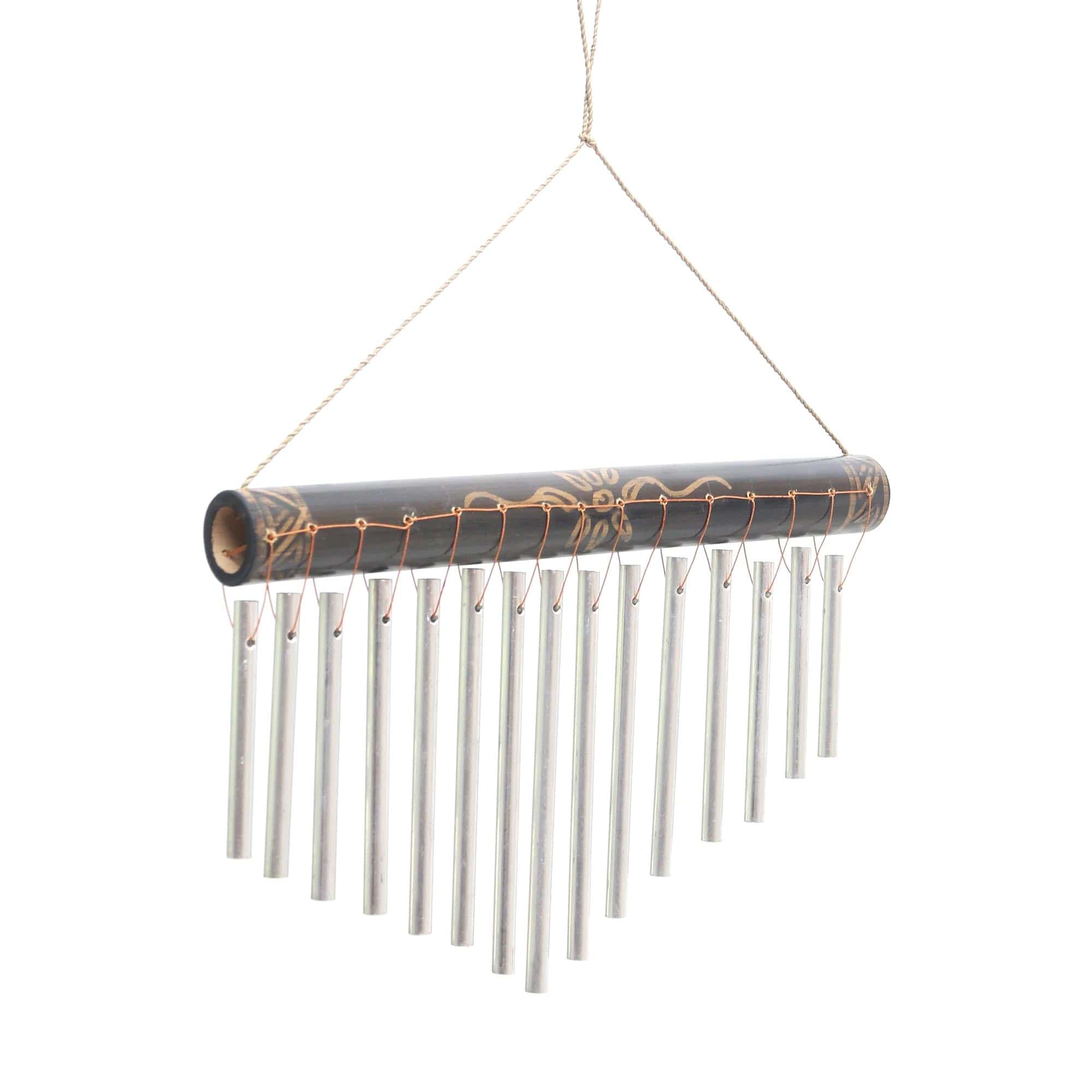 Bamboo and Aluminum Floral Wind Chimes from Bali - Melodic Blossom