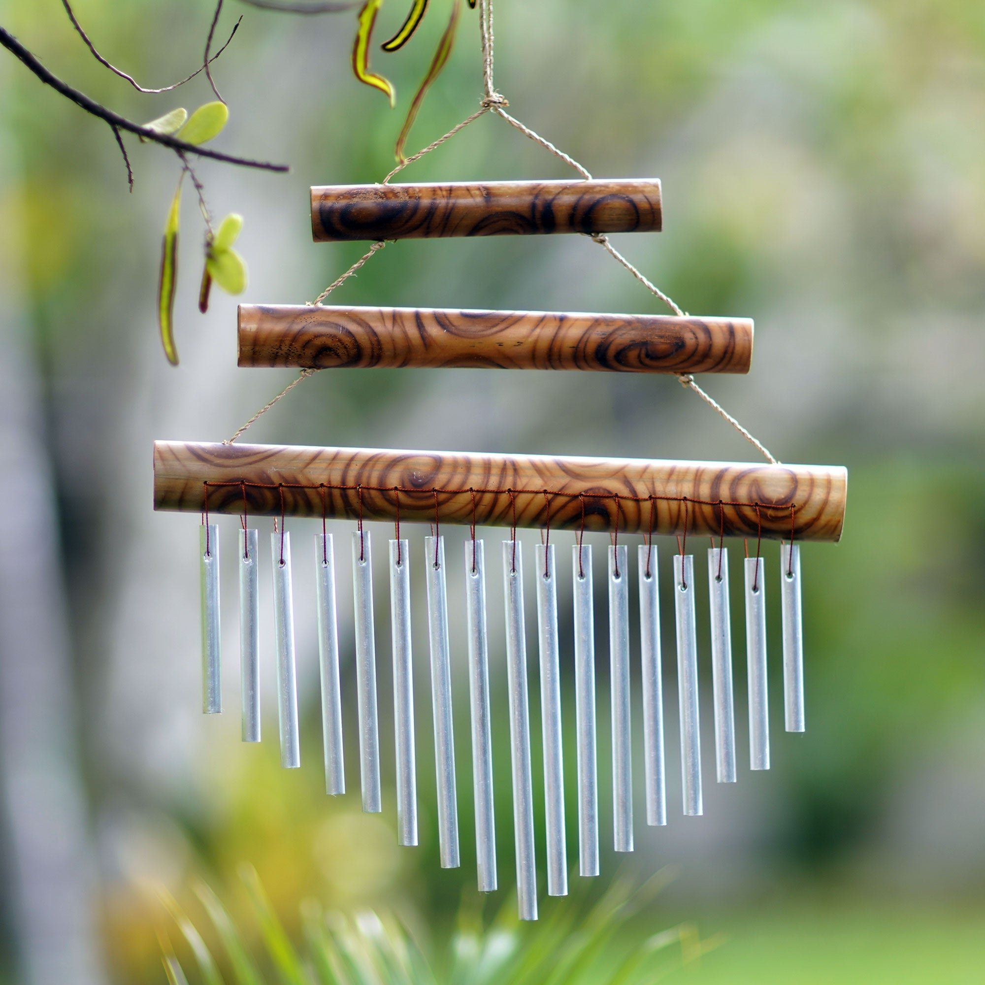 Harmonious Bamboo and Aluminum Wind Chime from Bali - Three Steps