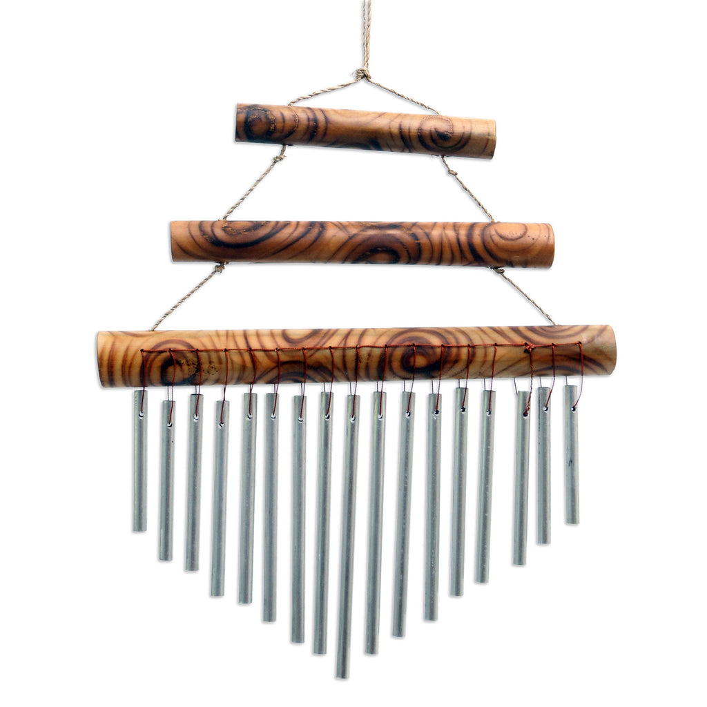 Harmonious Bamboo and Aluminum Wind Chime from Bali - Three Steps