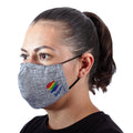 Blue Cotton Chambray 3-Layer Ear Loop Face Mask - Chambray Rainbow