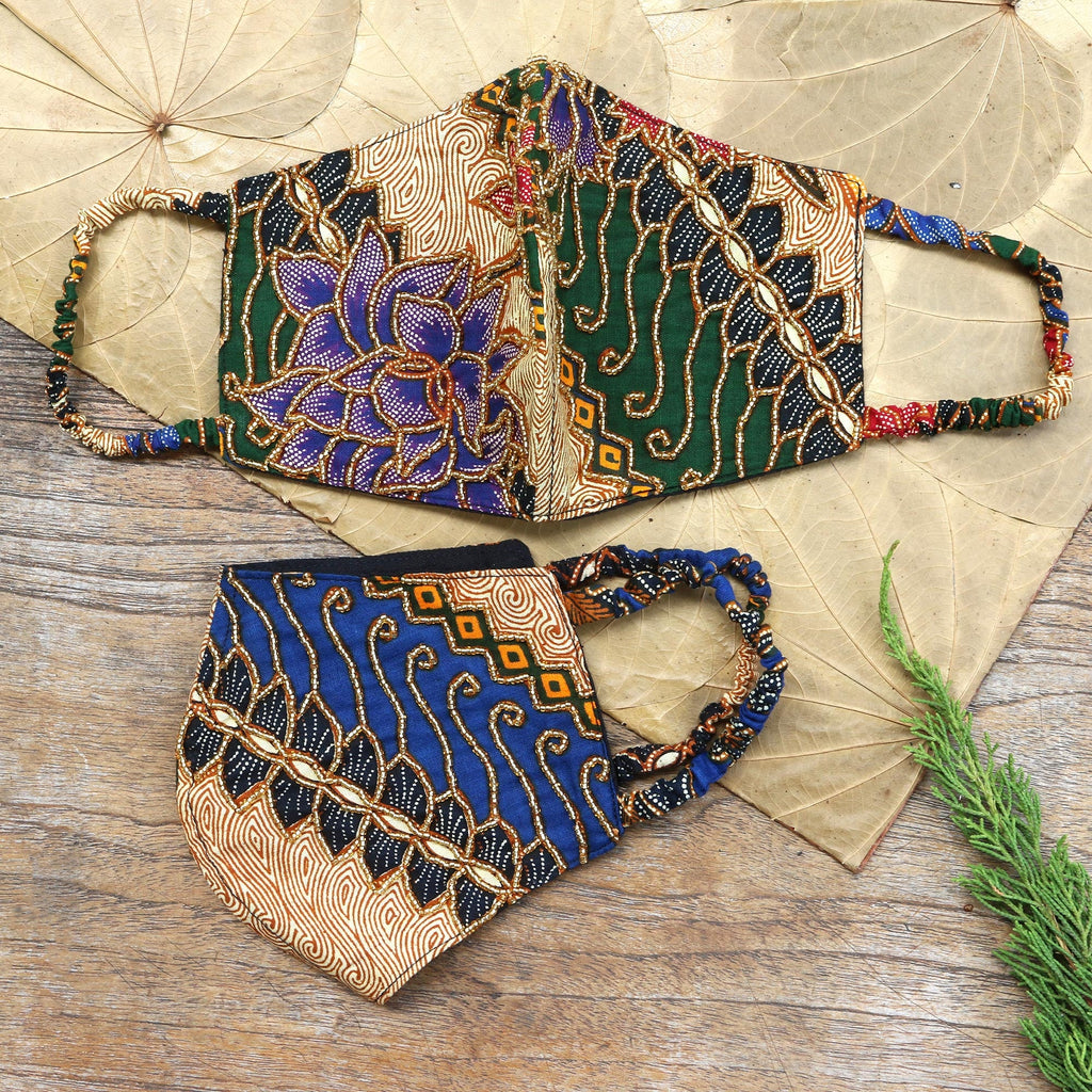 Hand Beaded Cotton Batik Face Masks (Pair) - Batik Dazzle