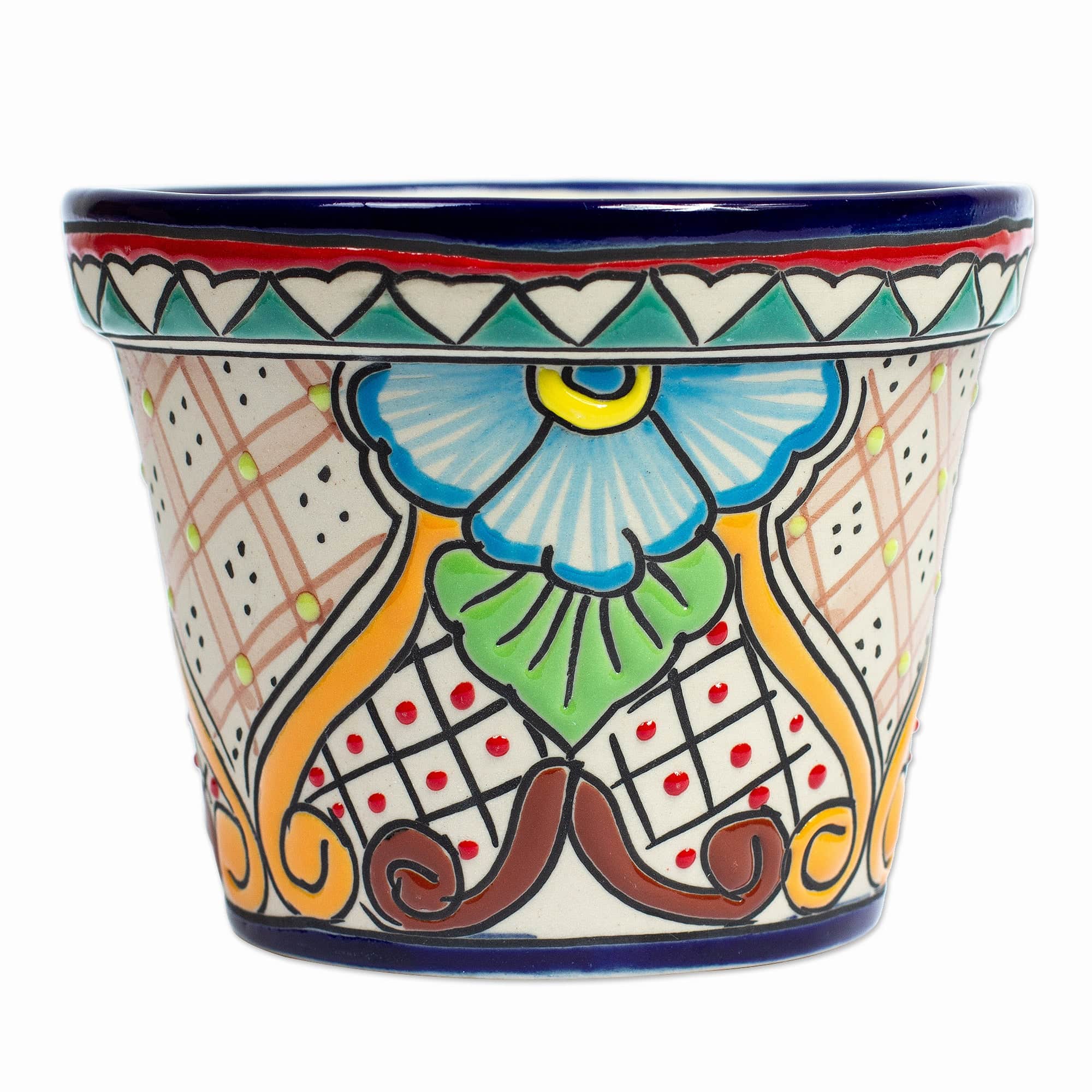 Handmade Ceramic Talavera-Style Planter - Secret Garden