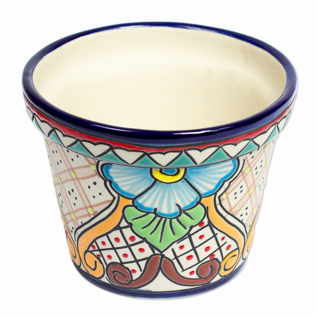 Handmade Ceramic Talavera-Style Planter - Secret Garden
