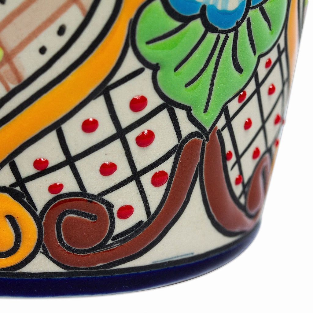 Handmade Ceramic Talavera-Style Planter - Secret Garden