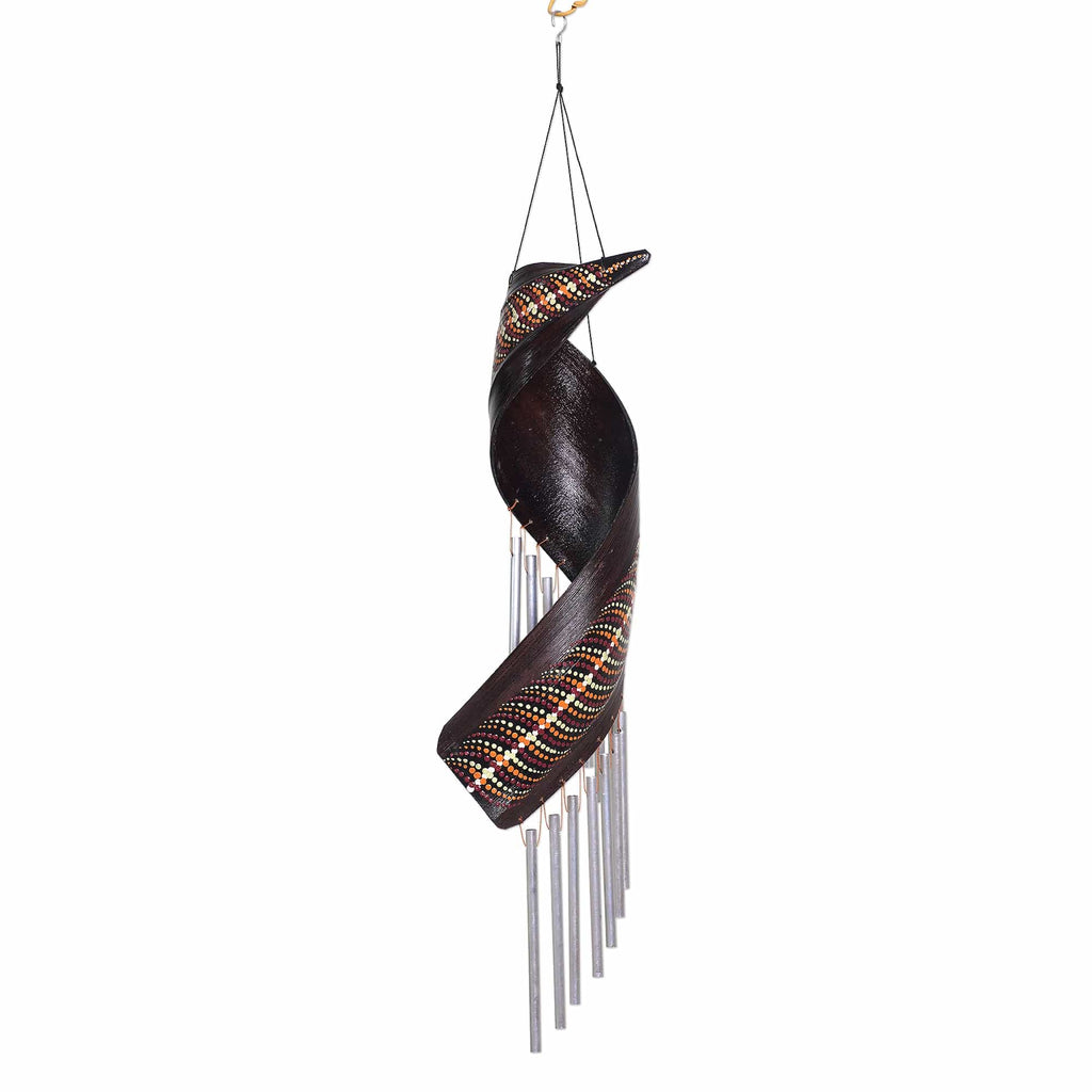 Artisan Crafted Coconut Fiber Wind Chime from Bali - Morning Melody