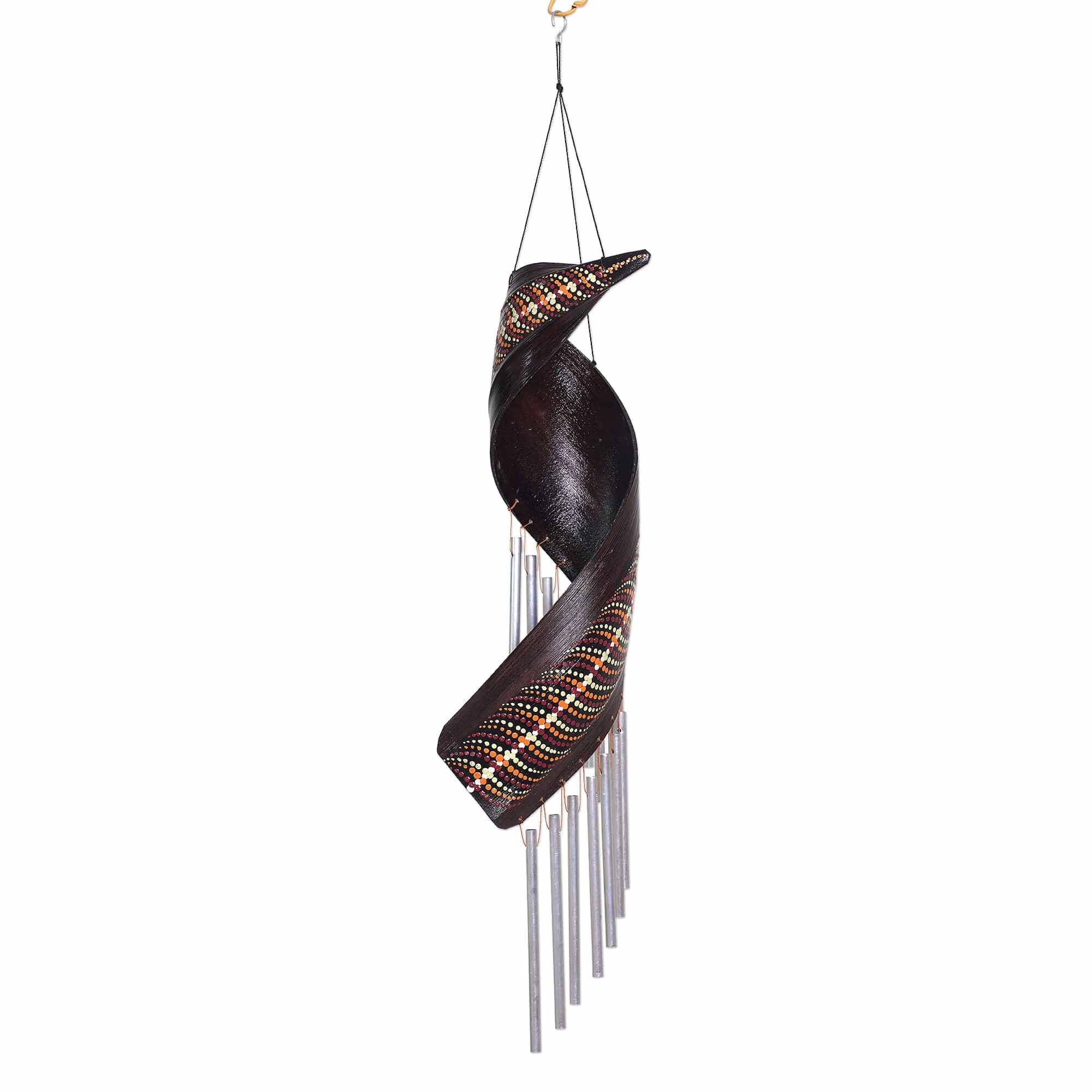 Artisan Crafted Coconut Fiber Wind Chime from Bali - Morning Melody