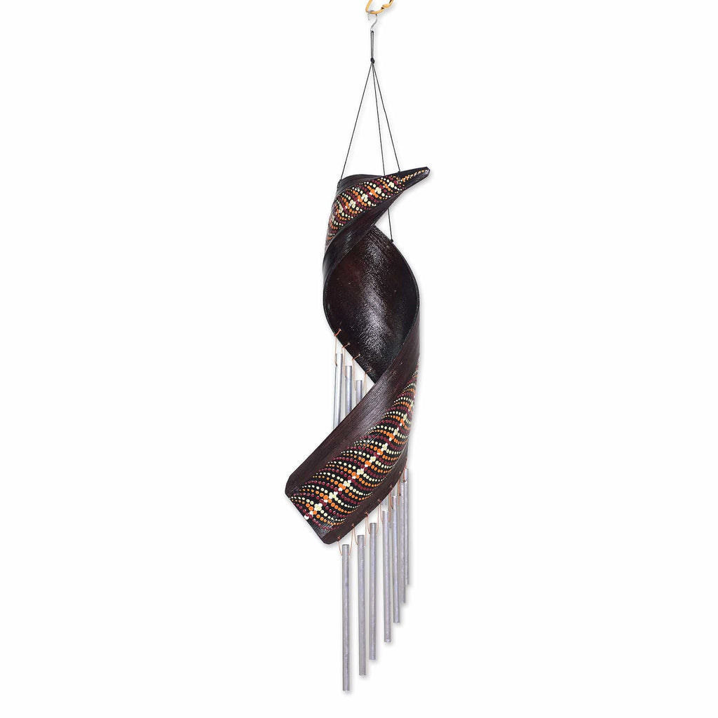 Artisan Crafted Coconut Fiber Wind Chime from Bali - Morning Melody
