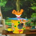 Handcrafted Floral Tin Birdhouse and Feeder with Orange Bird - Dawn Chants