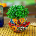 Handcrafted Floral Ceramic Pot with Saucer in Strawberry - Talavera Eden in Strawberry