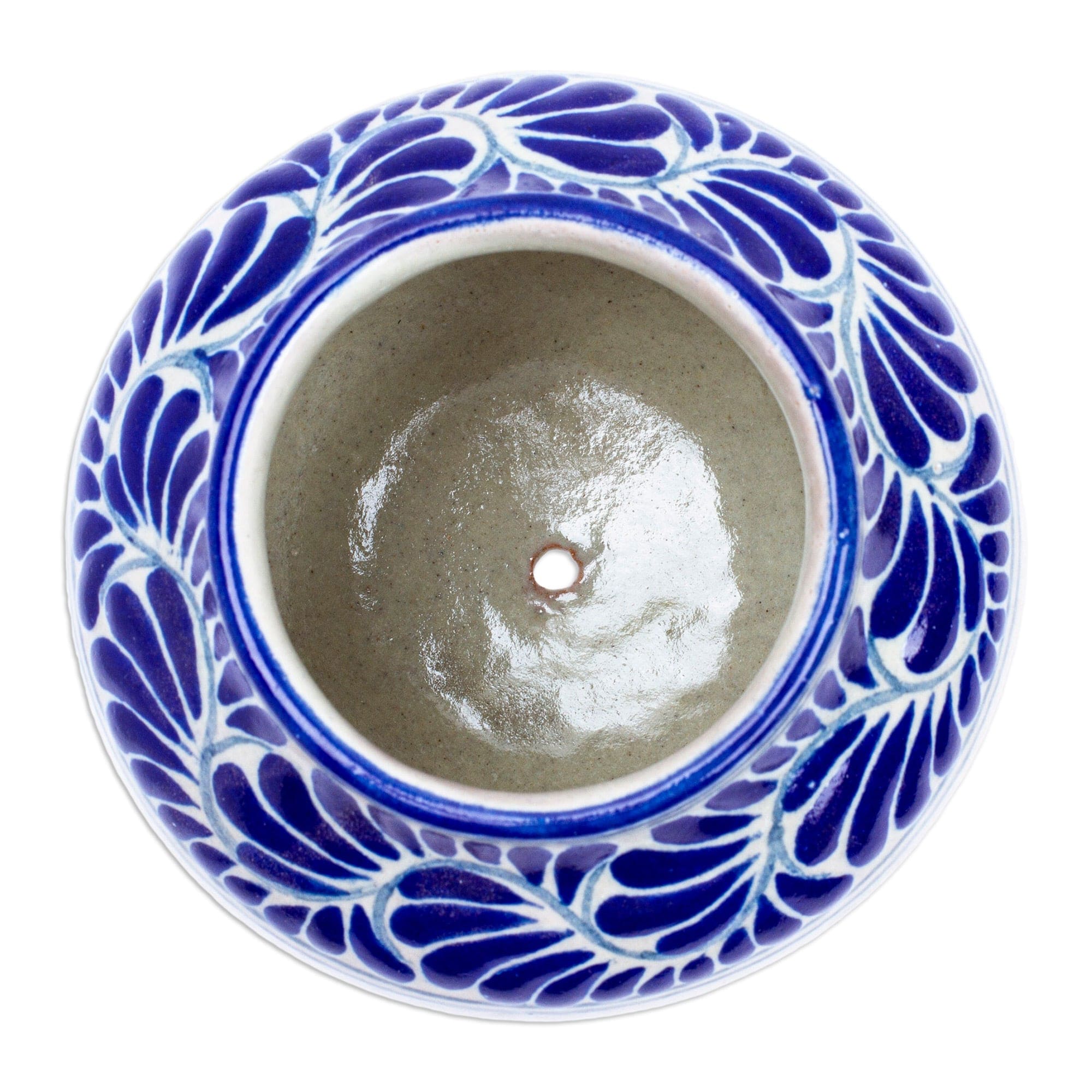 Hand-Painted Talavera-Style Ceramic Planter with Dove Motif - Talavera Doves