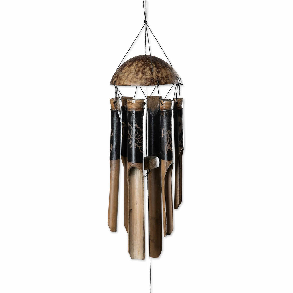 Animal-Themed Bamboo and Coconut Shell Wind Chime - Bali's Rhythm