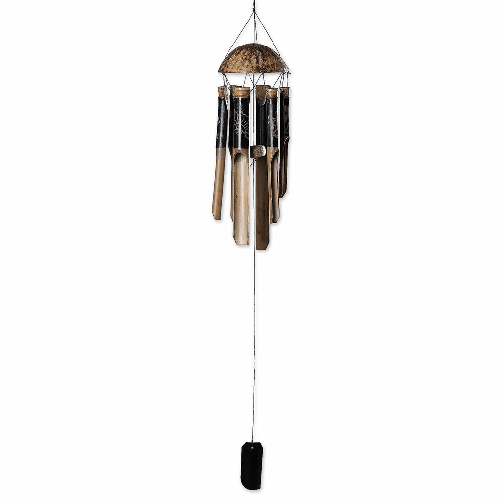 Animal-Themed Bamboo and Coconut Shell Wind Chime - Bali's Rhythm
