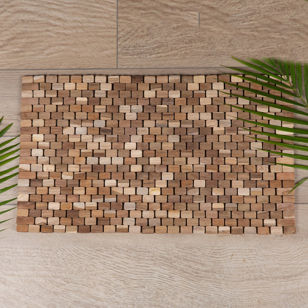 Handcrafted Minimalist Teak Wood Mat from Bali - The Pathway