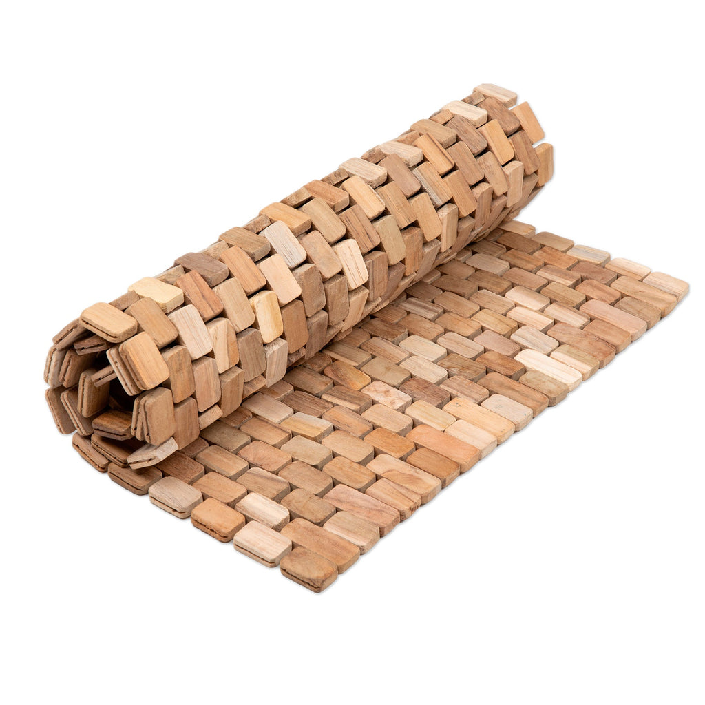 Handcrafted Minimalist Teak Wood Mat from Bali - The Pathway