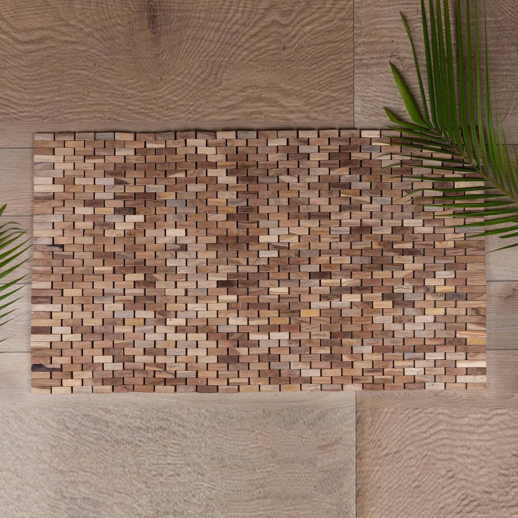 Handcrafted Modern Natural Brown Teak Wood Mat from Bali - The Roadside