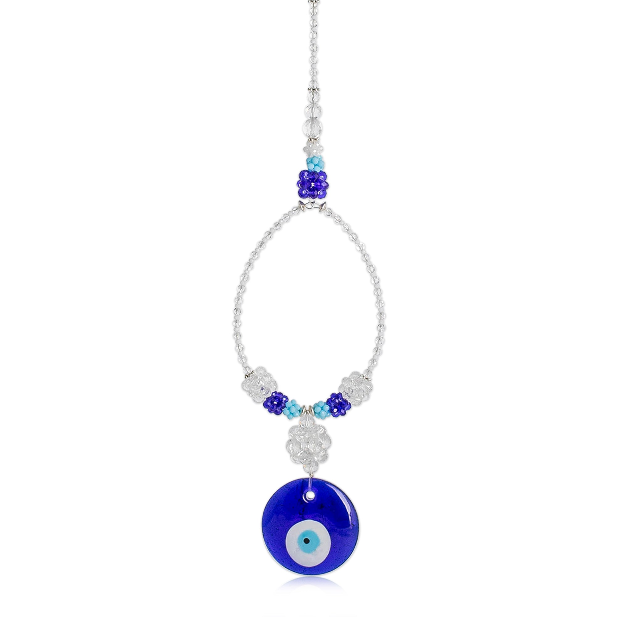 Classic Nazar-Themed Blue Crystal and Glass Bead Suncatcher - Cosmic Puissance